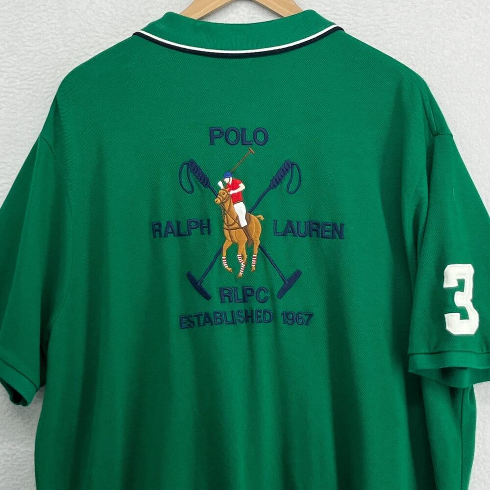 POLO RALPH LAUREN Shirt Mens XXL Polo Crest Mesh Classic Fit Pique Cotton Green